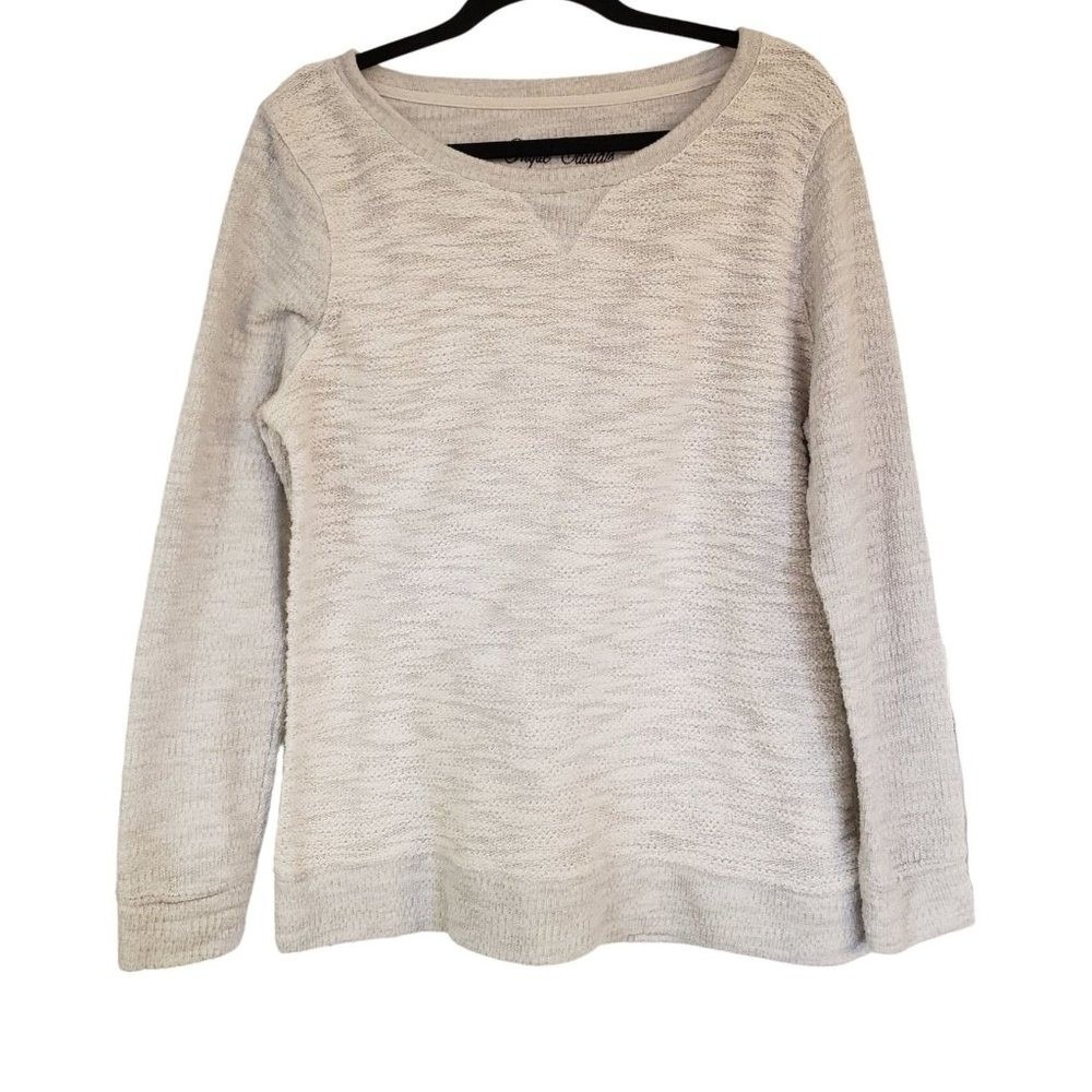 Oneque Casuals‎ knit sweater size Large cream gray soft thick knit